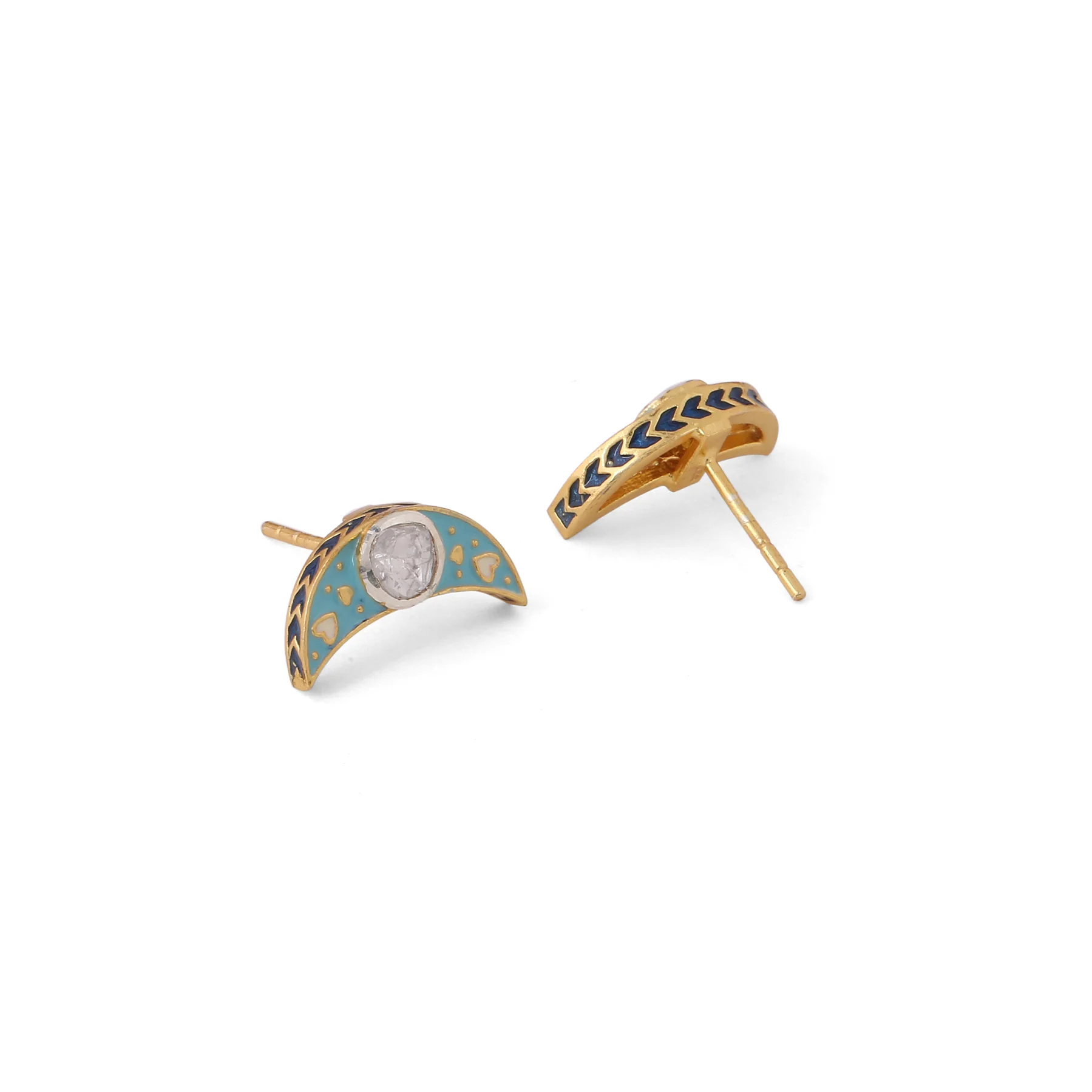 CRESCENT POLKI STUDS