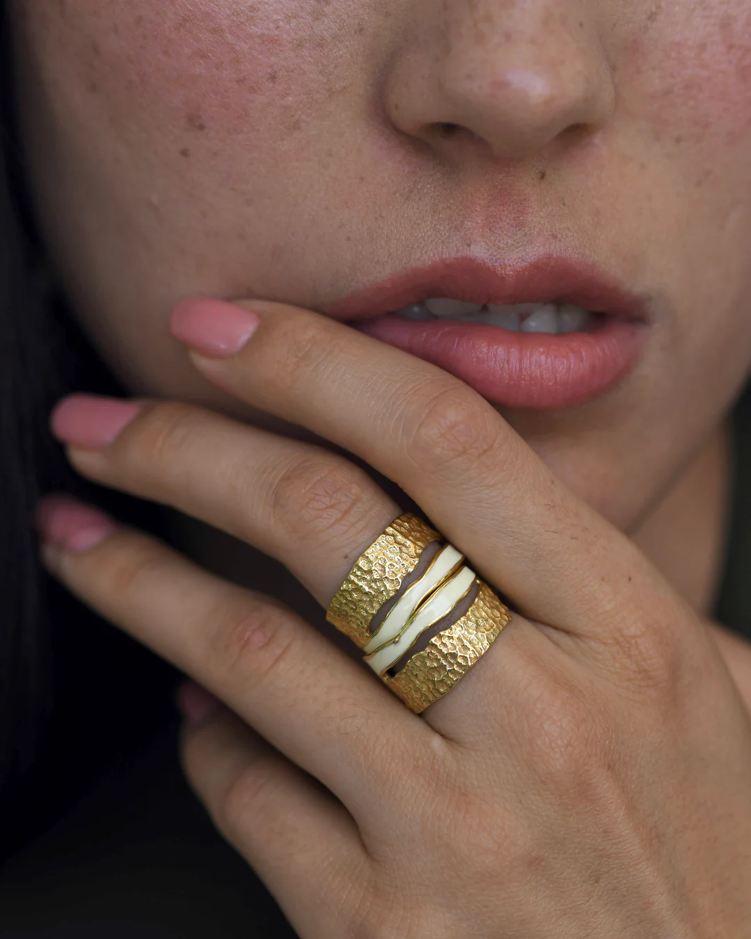 PEARL ENAMEL STACKABLE RINGS