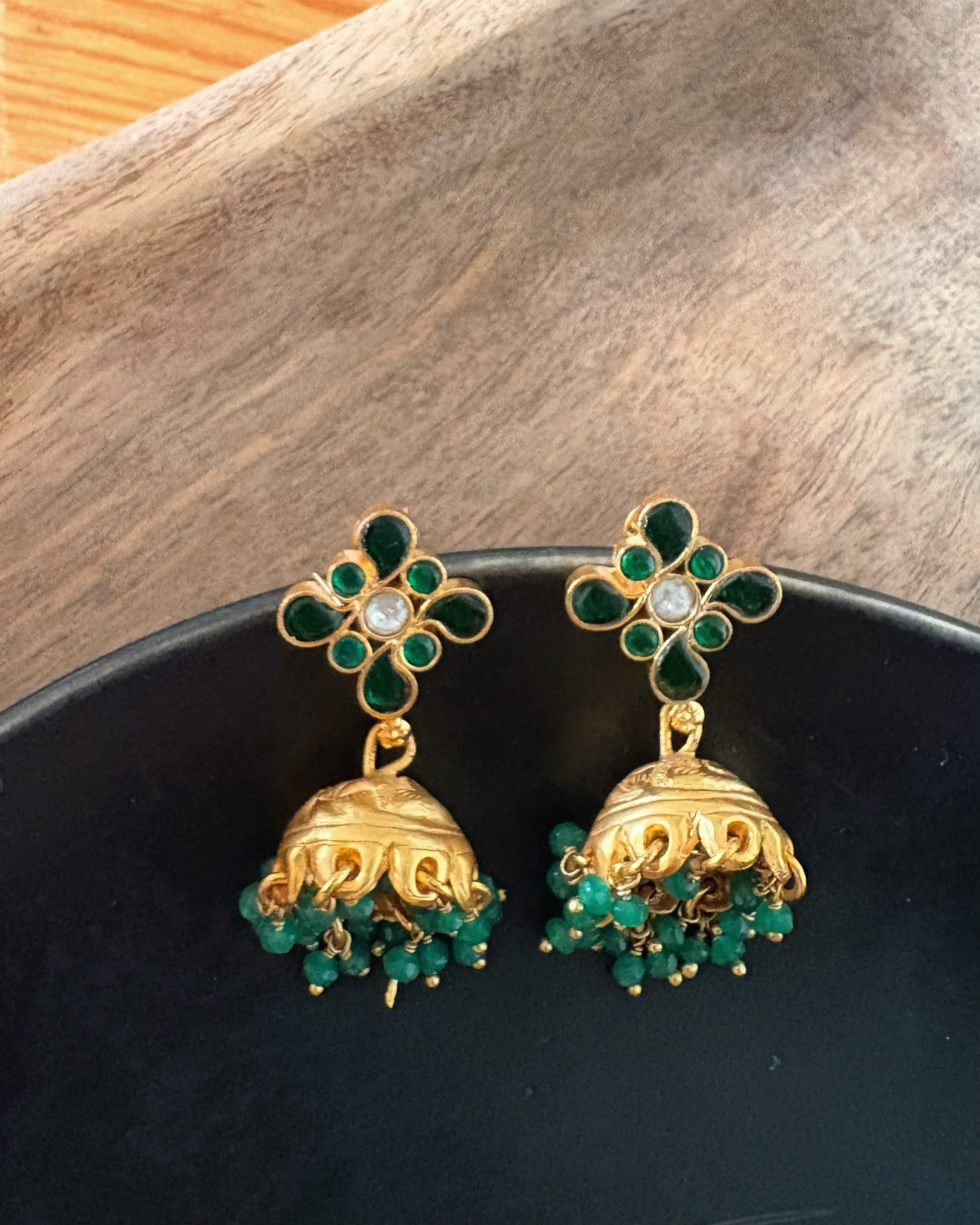 GREEEN ONYX JHUMKA