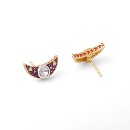 CRESCENT POLKI STUDS