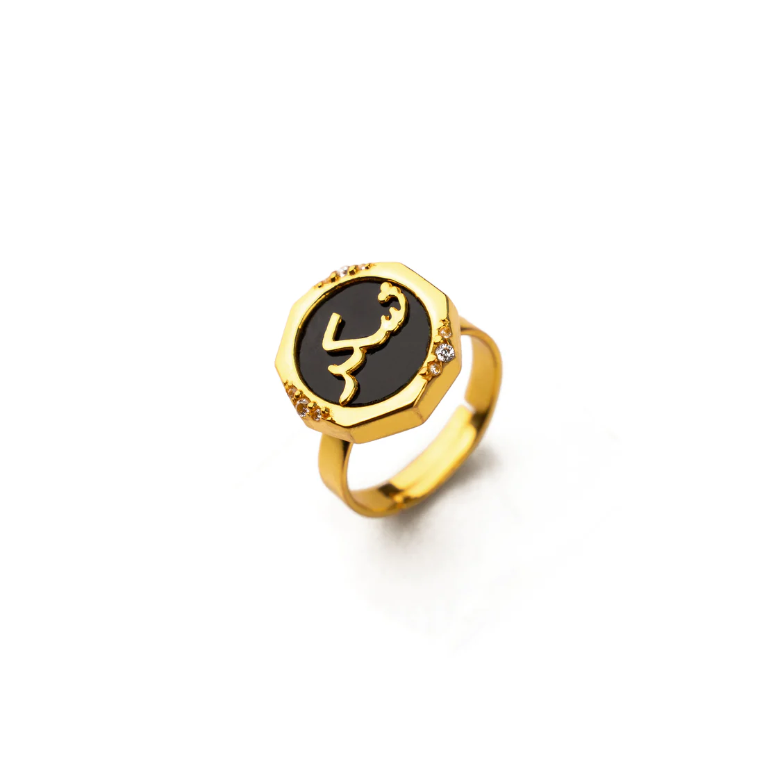 SHUKR BLACK ONYX STUDDED RING