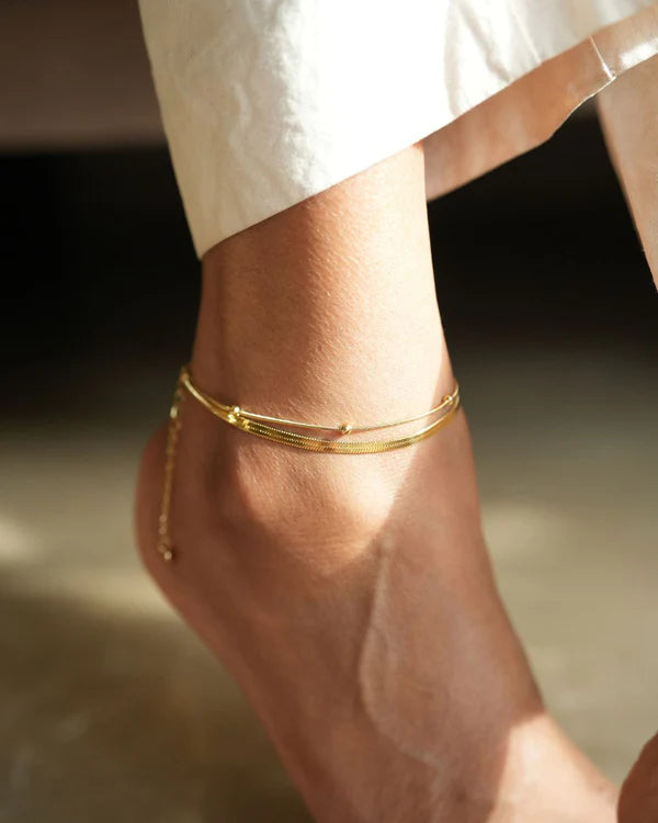 18 kt Gold Plated Vintage Snake Chain Anklet