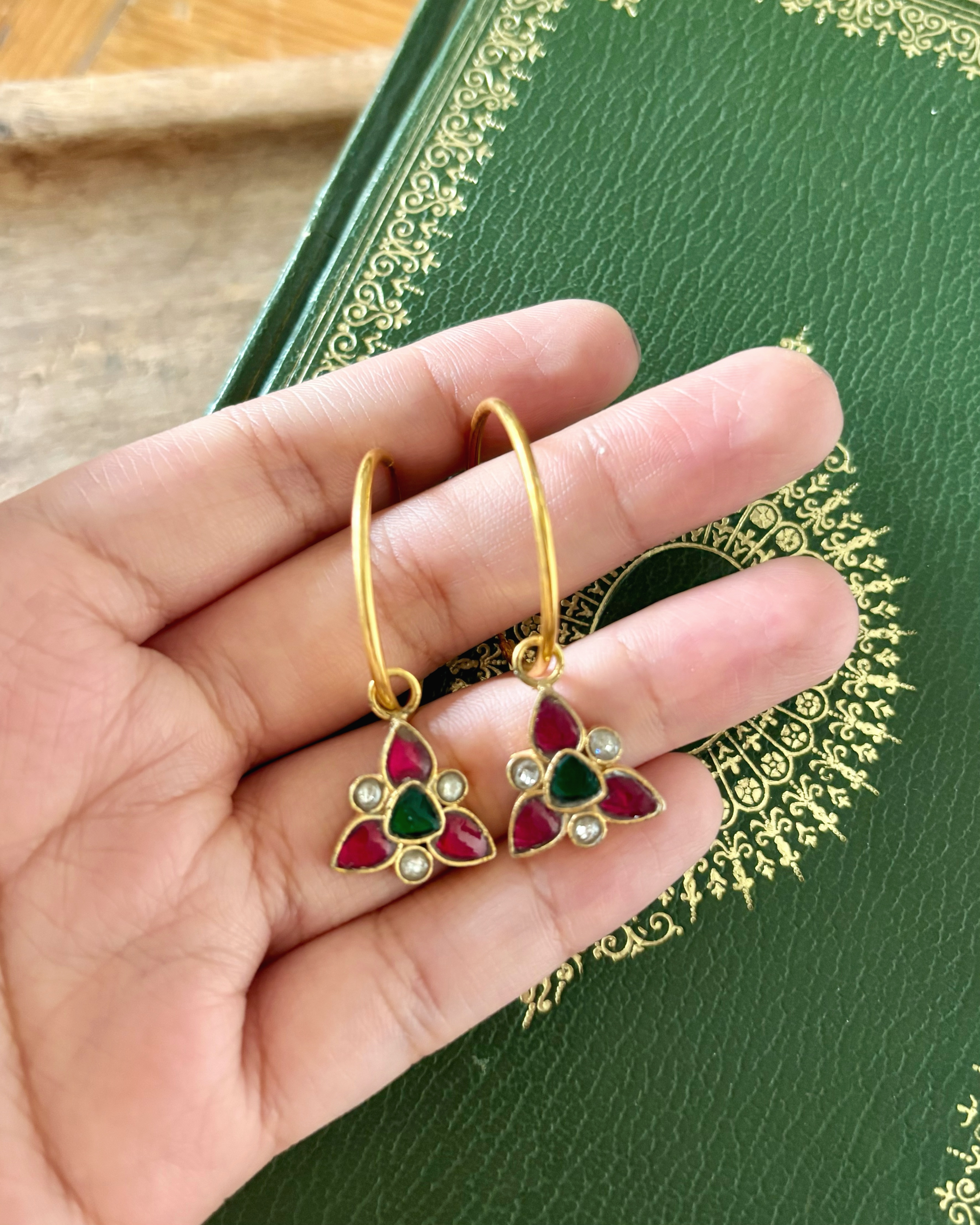 CORAL FLORAL HOOPS