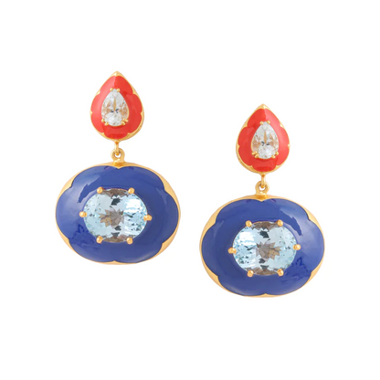 FARRA PALMA EARRINGS - BERRY BLUE & FIRE RED