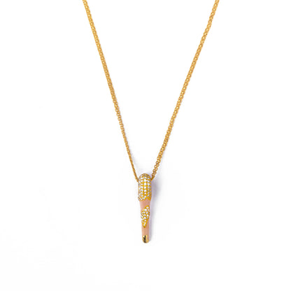 All in Enamel Mini Spike Pendant- Pink