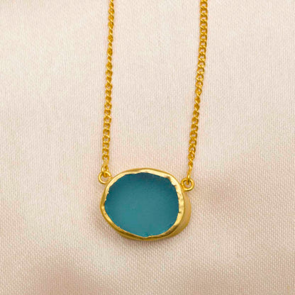 A Touch of Blue Topaz Stone Gold Necklace
