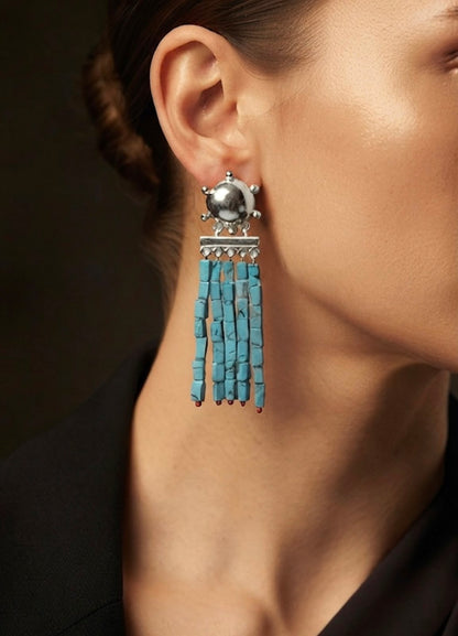 Aurelia Turquoise Cascade Statement Earrings