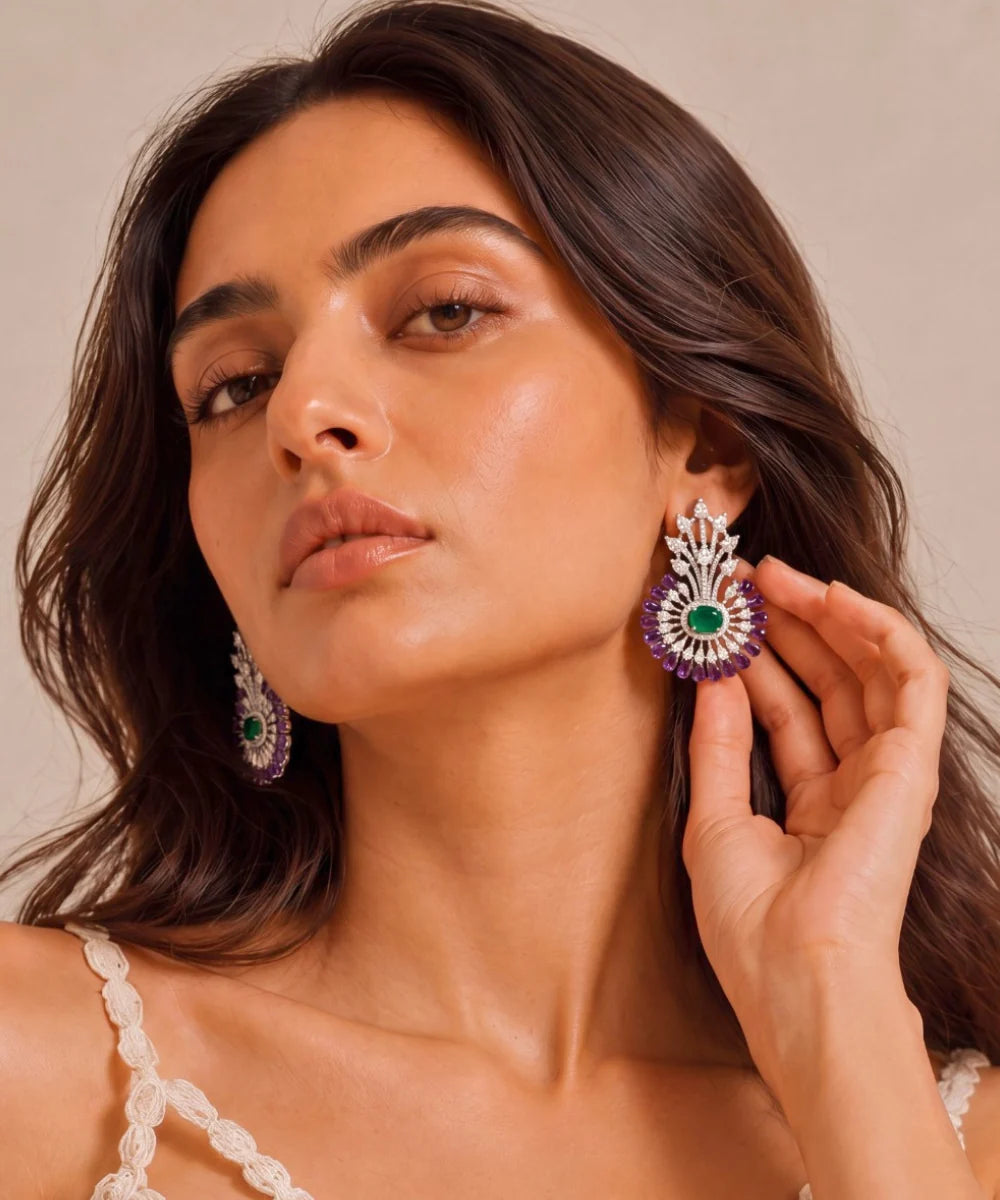 Bageecha Diamond Amethyst and Emerald Tops