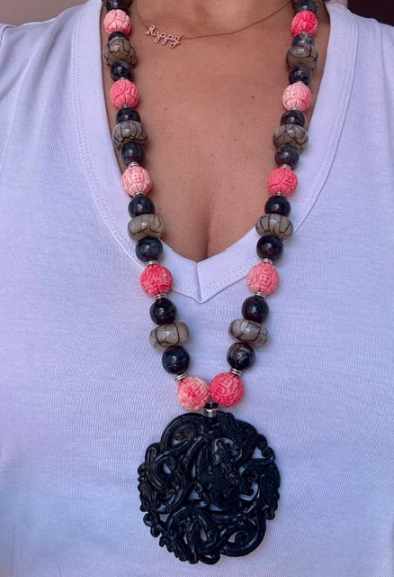 Black Jade vintage pendant