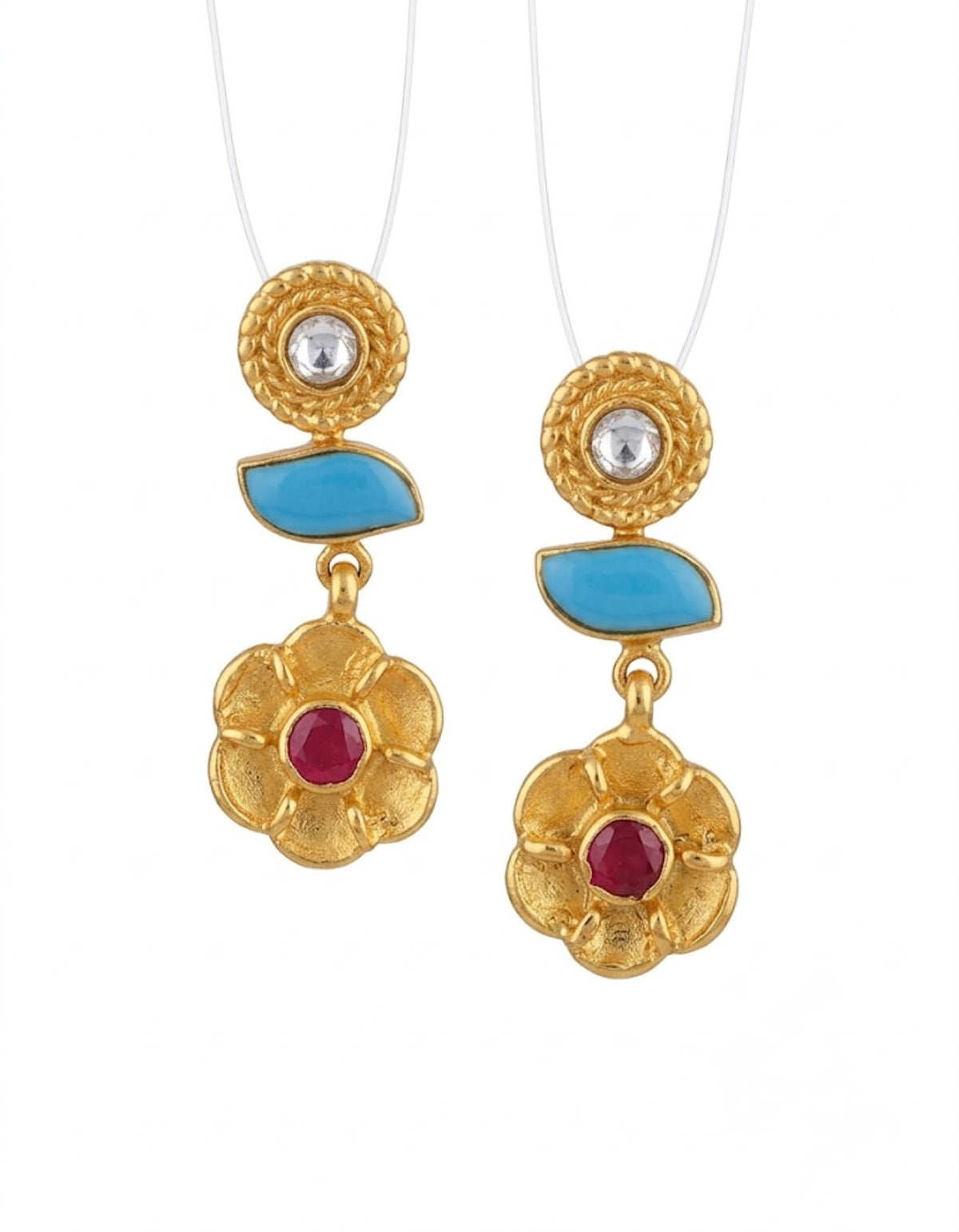 Blue red Earrings