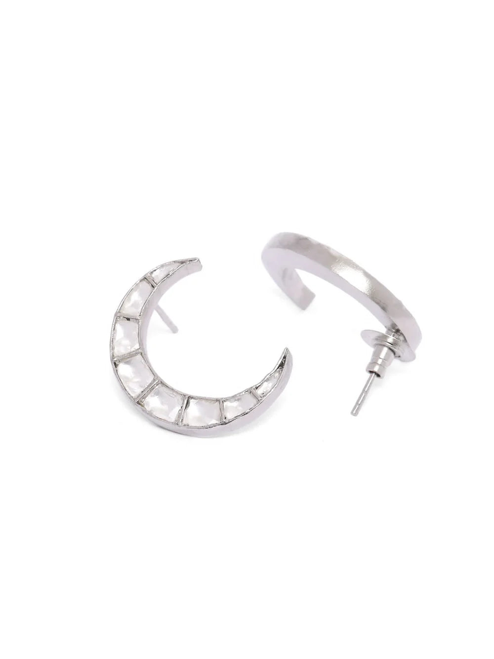 Chandni earrings in 92.5 Sterling Silver with Billor Polki.