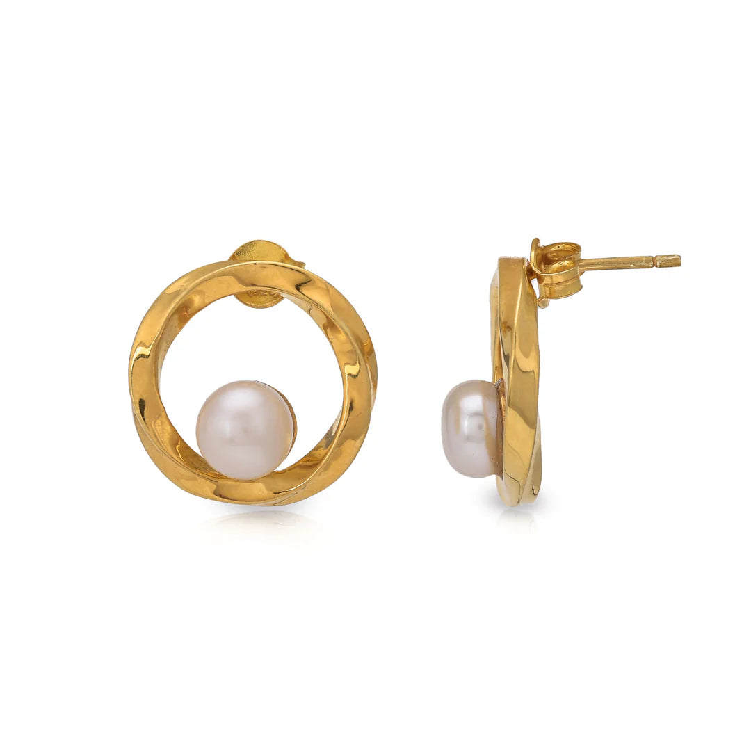 Circular Pearl Ear Studs