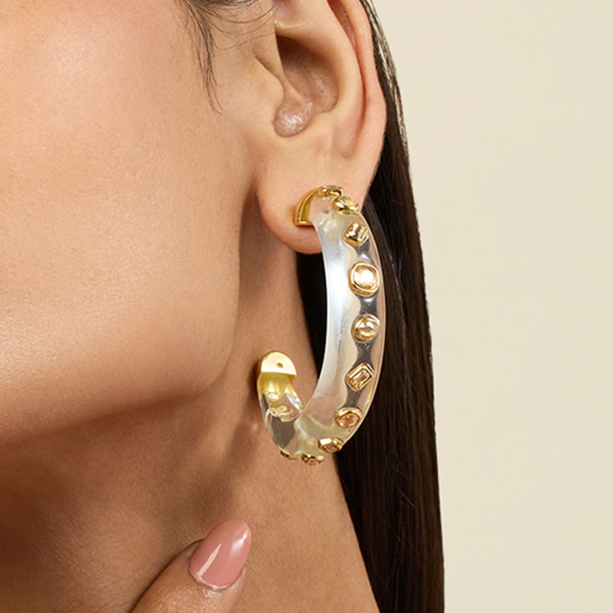 Clear Core Hoop Earrings