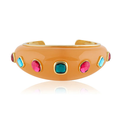 Coral Resin Zirconia Statement Cuff