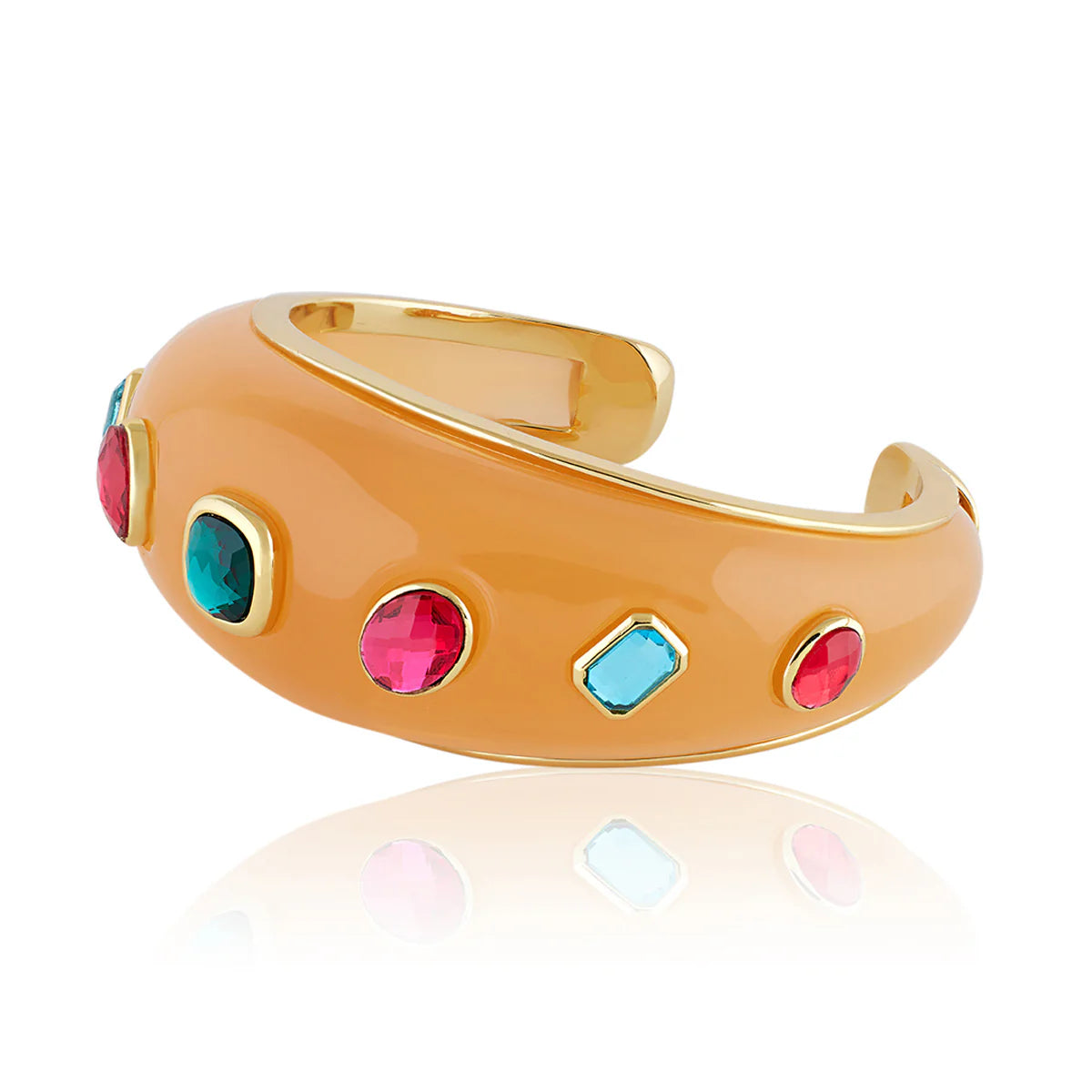 Coral Resin Zirconia Statement Cuff