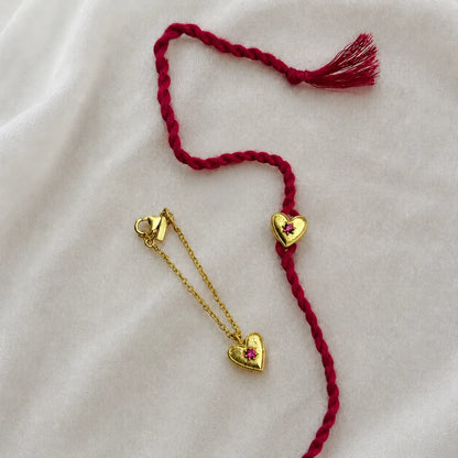 Couple 92.5 Silver Rakhi-Heart (Rakhi+ Lumba)