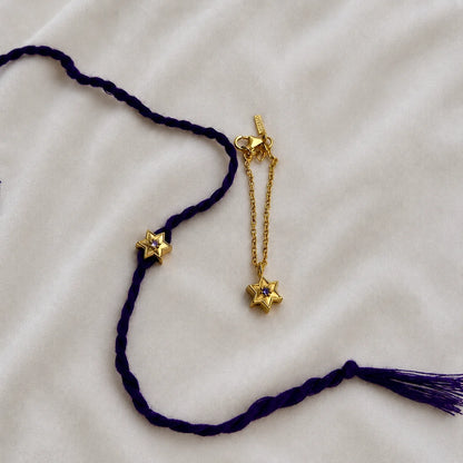 Couple 92.5 Silver Rakhi-Star (Rakhi + Lumba)