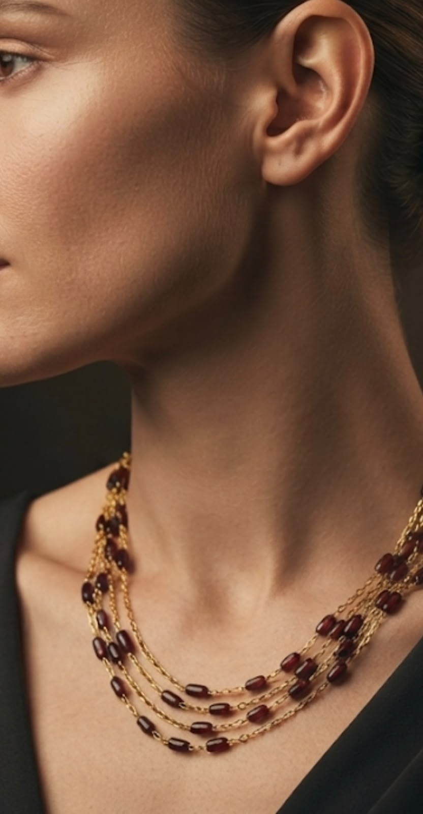 Crimson Harmony Layered Chain Necklace