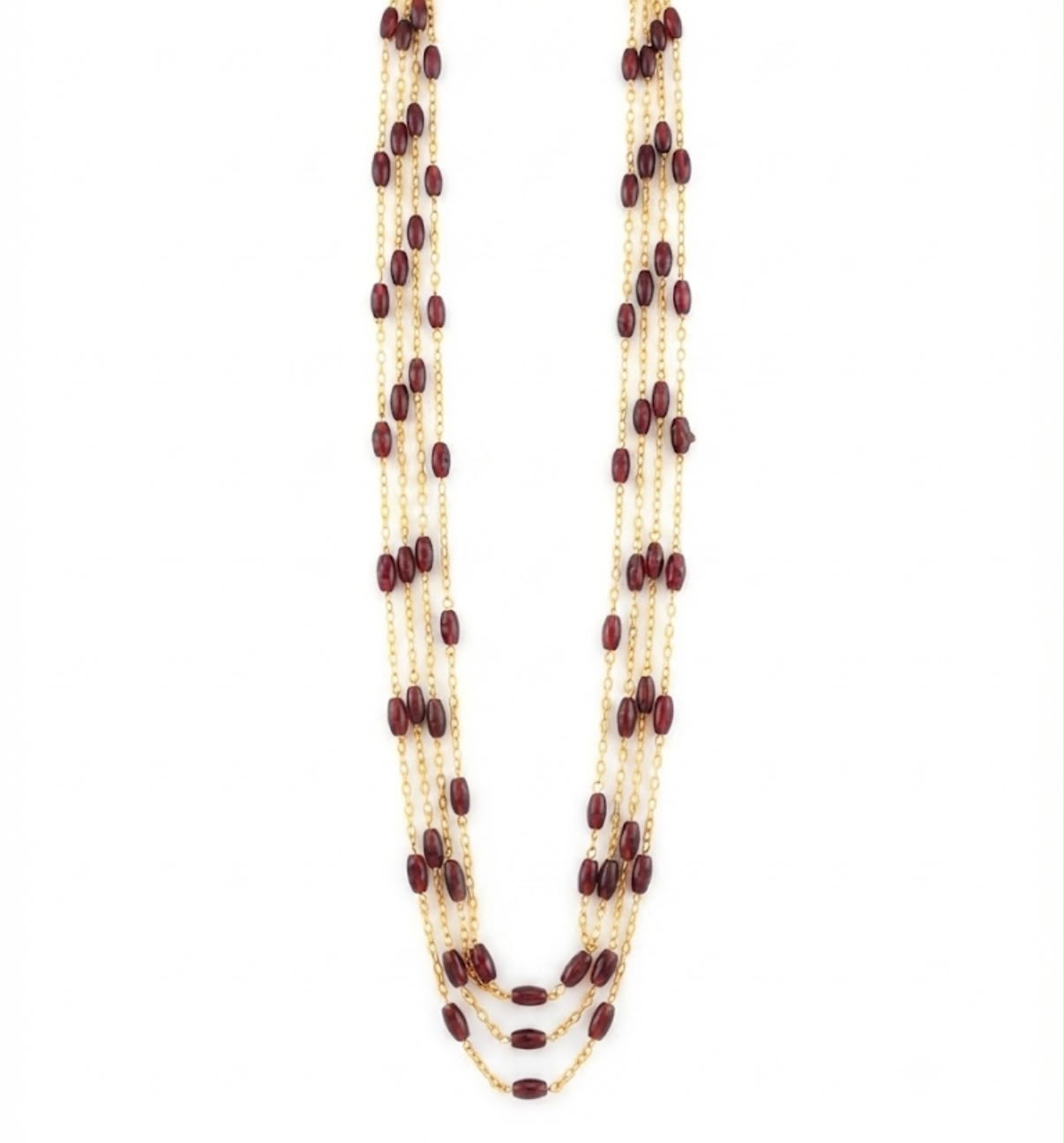 Crimson Harmony Layered Chain Necklace