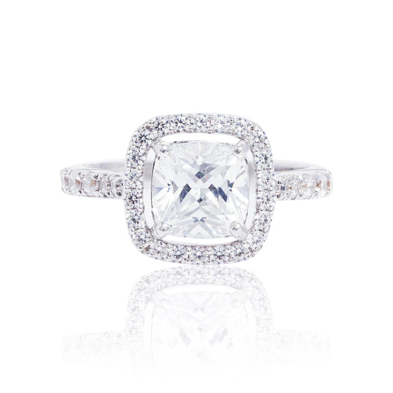 Cushion Halo Solitaire Ring