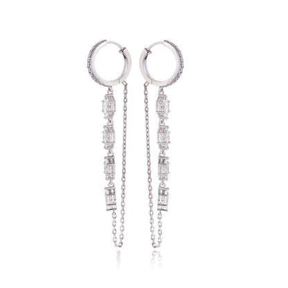 DIAMOND LOOP CHAIN HOOPS