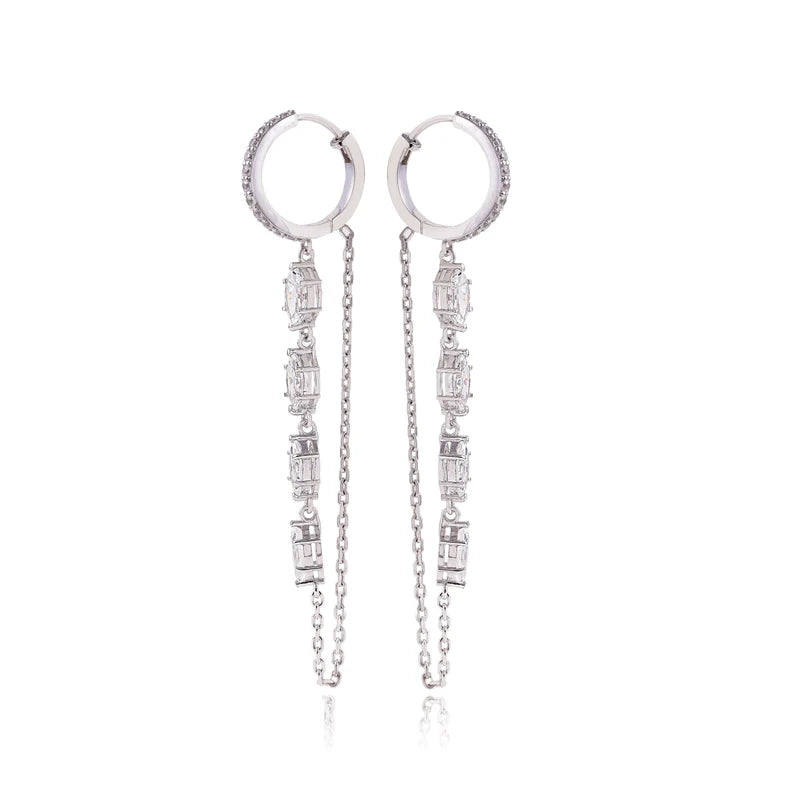 DIAMOND LOOP CHAIN HOOPS