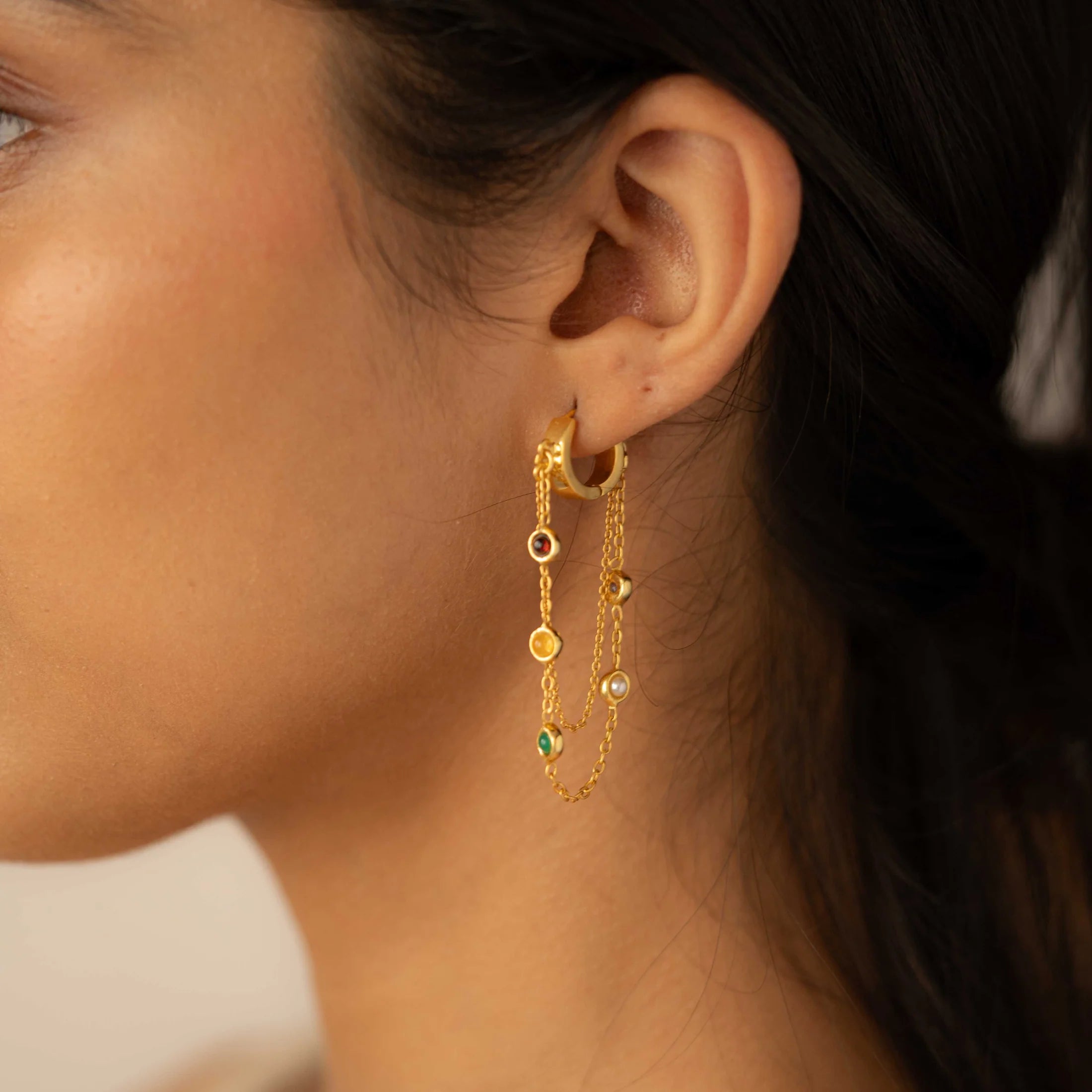 NAVRATTAN FRINGE EAR HUGGIES DANGLER