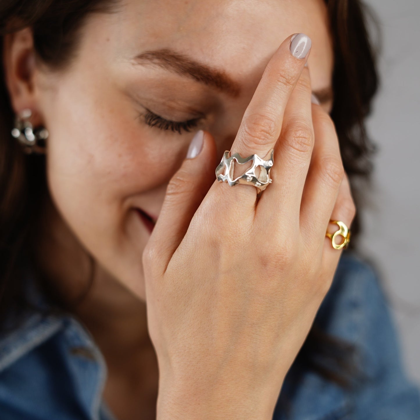 Bold Silver Molten Ring