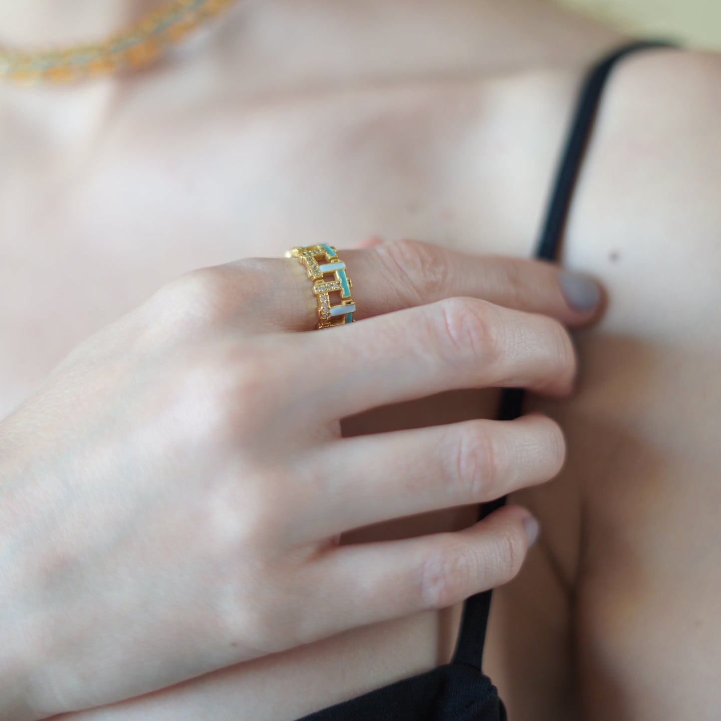 Blue Hashtag Ring