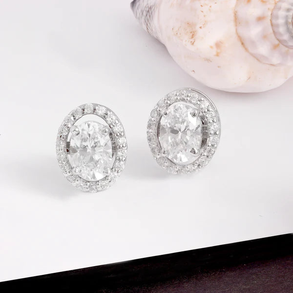 Detachable Oval Halo Solitaire Studs