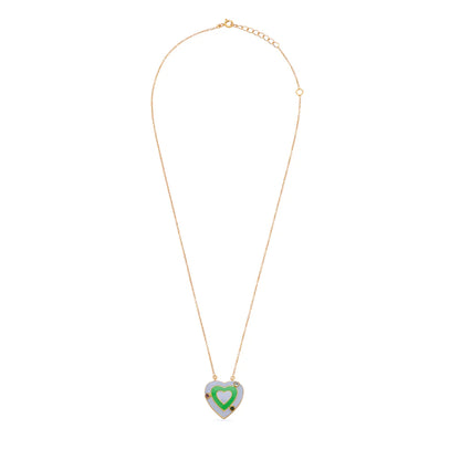 Dove Blue & Lawn Green Heart Palma Necklace