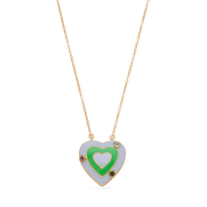 Dove Blue & Lawn Green Heart Palma Necklace