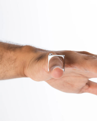 Edge Ring with Gems Silver