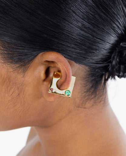 Edge Ear Cuff with Gems Gold