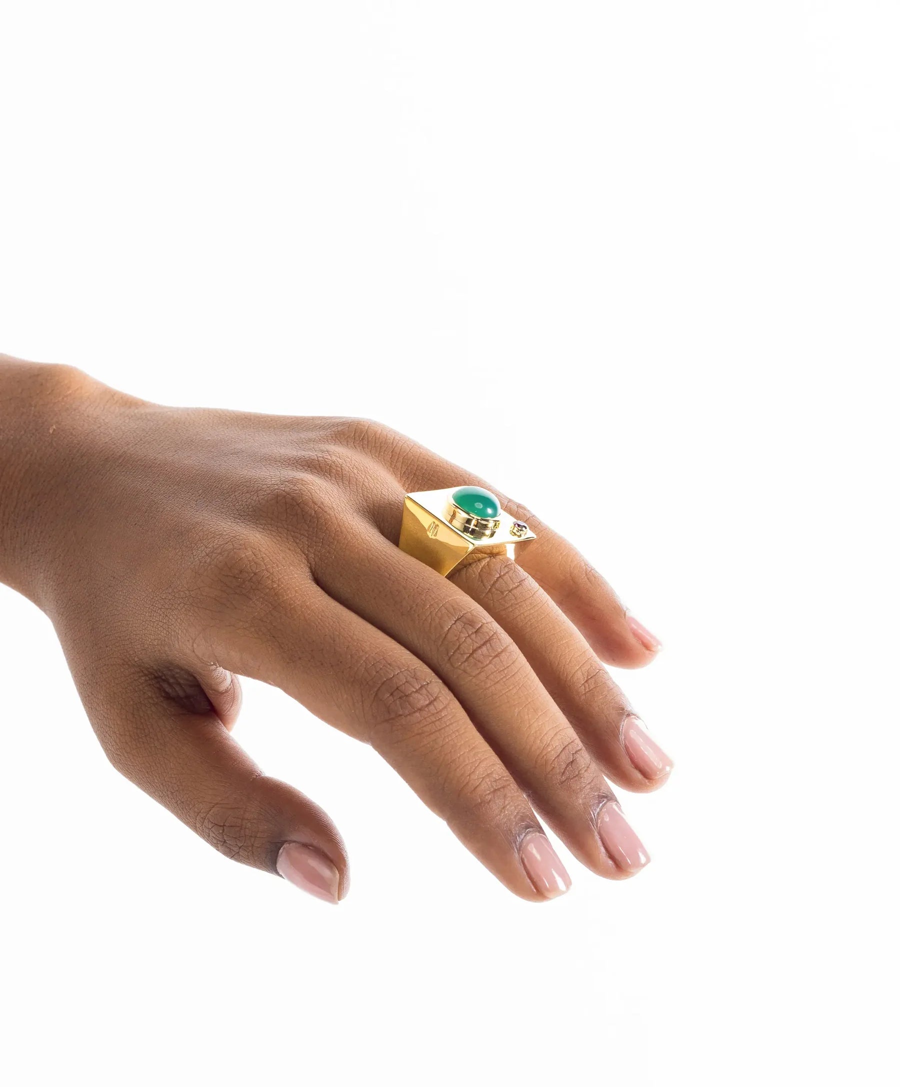 Edge Mega Ring with Gems - Gold