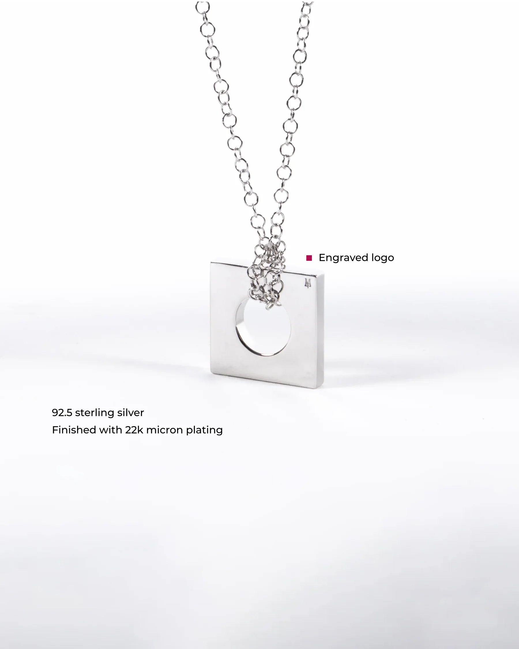 Edge Pendant Loopless Silver