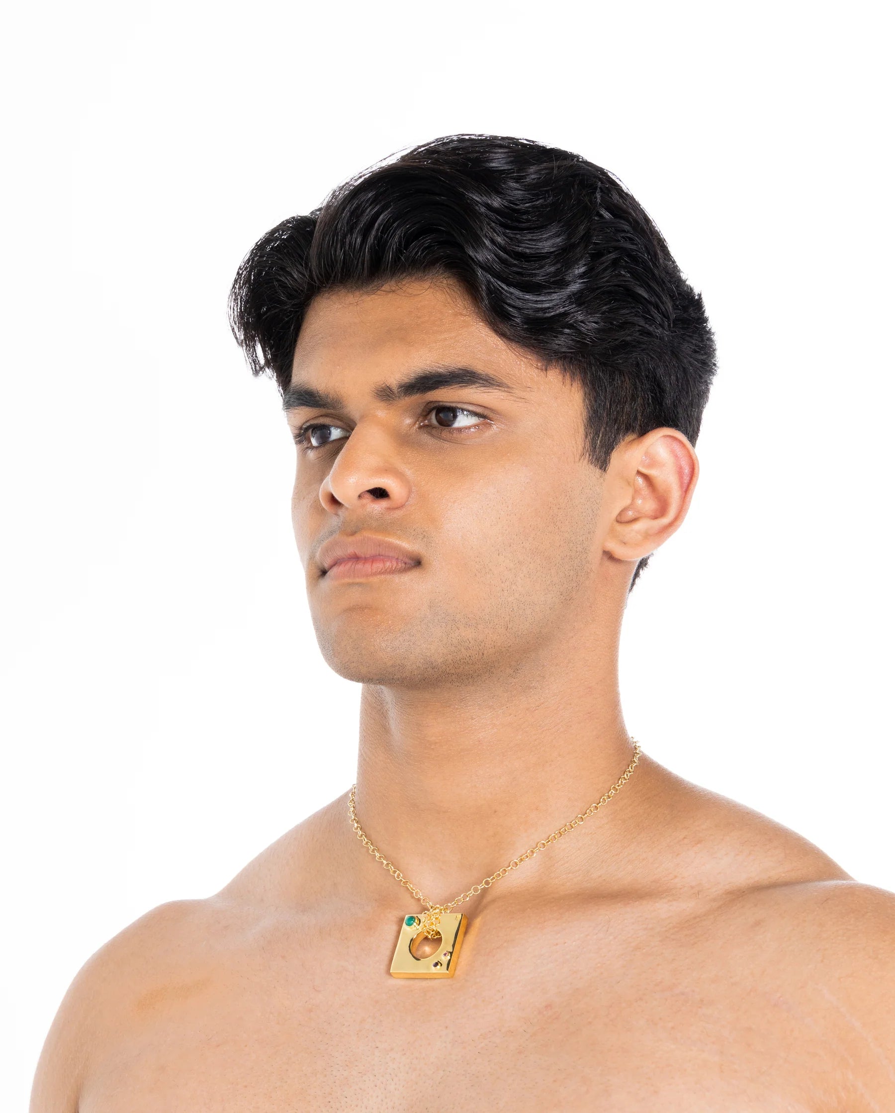 Edge Pendant with Gems - Gold