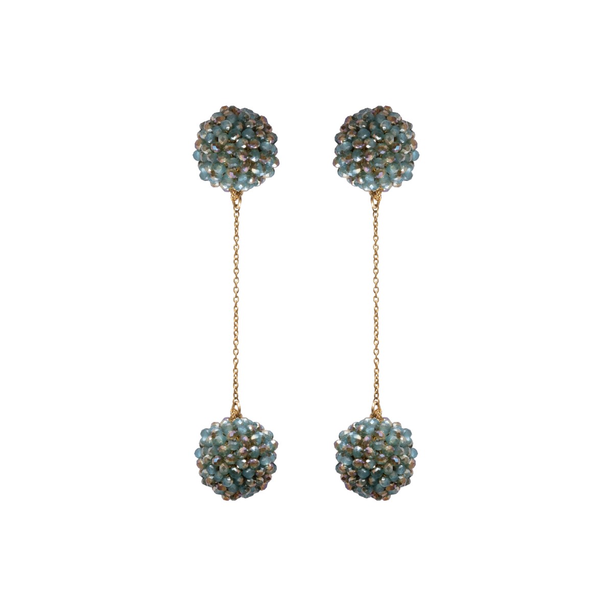 Elmira Crystal Crochet Drop Dangler Button Earrings