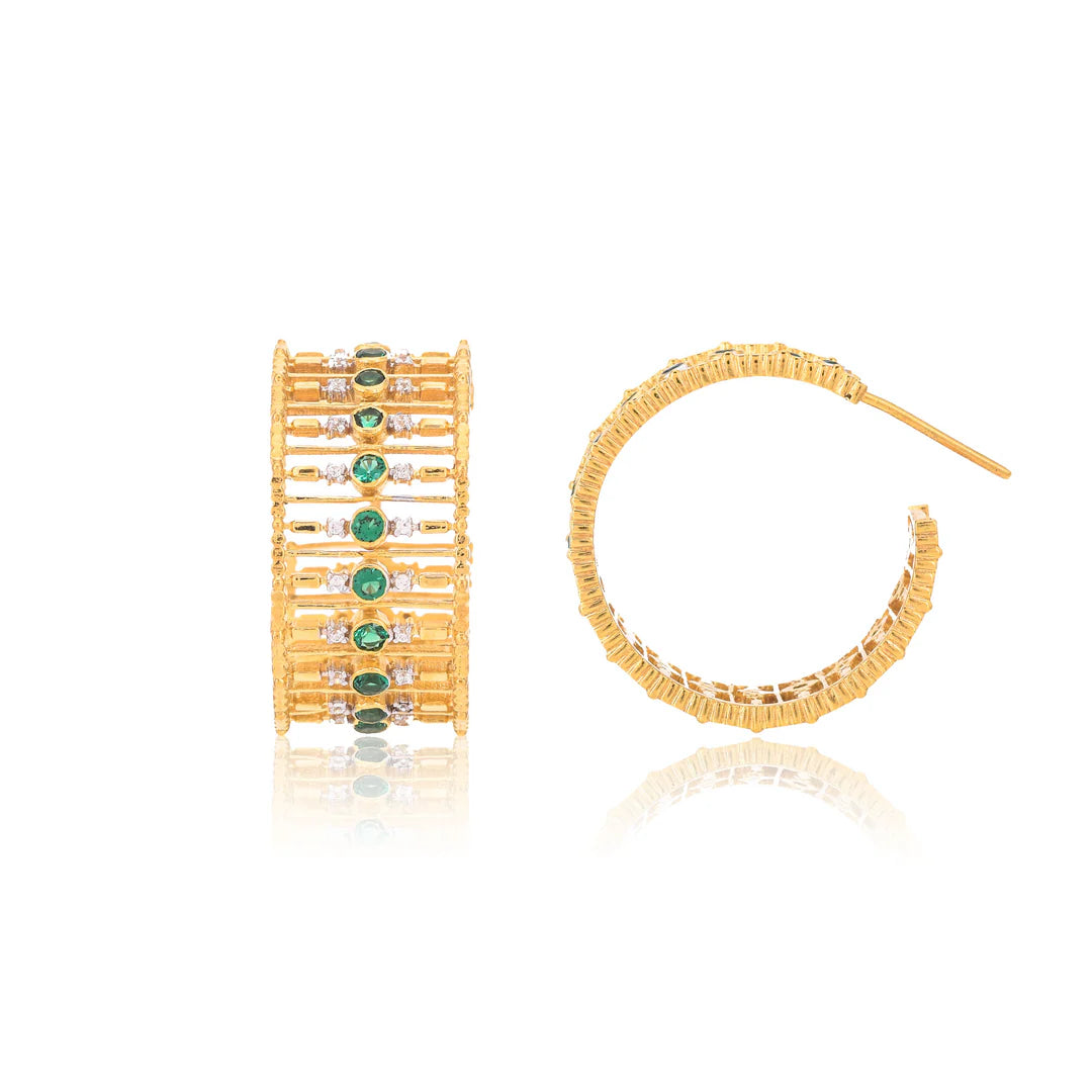 Embellished Emerald Hoops
