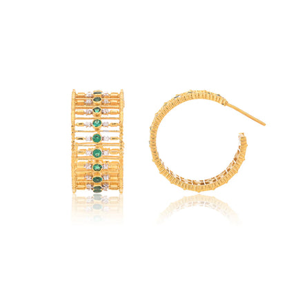 Embellished Emerald Hoops