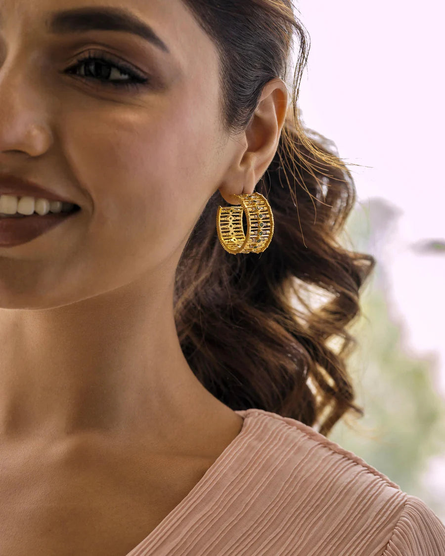 Embellished Emerald Hoops