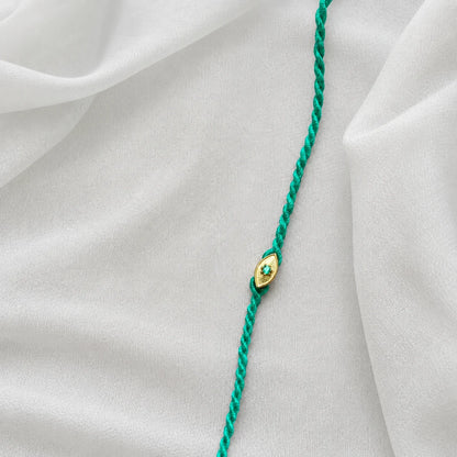 Eye Emerald Rakhi (92.5 Fine Silver)