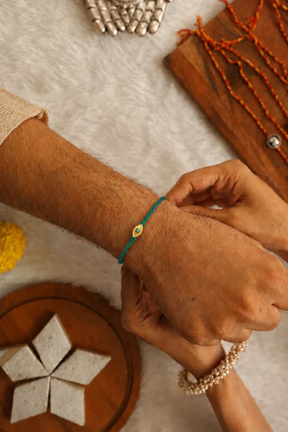 Eye Emerald Rakhi (92.5 Fine Silver)