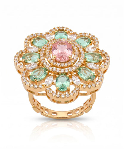 Fairy CZ Ring with Mint Green and Pink Stones