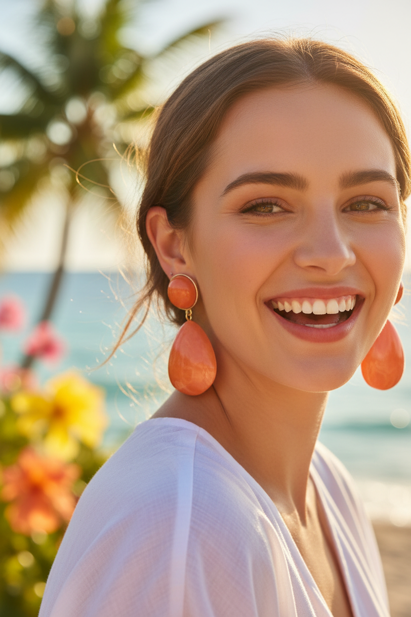 Burnt Orange Pebble Earrings