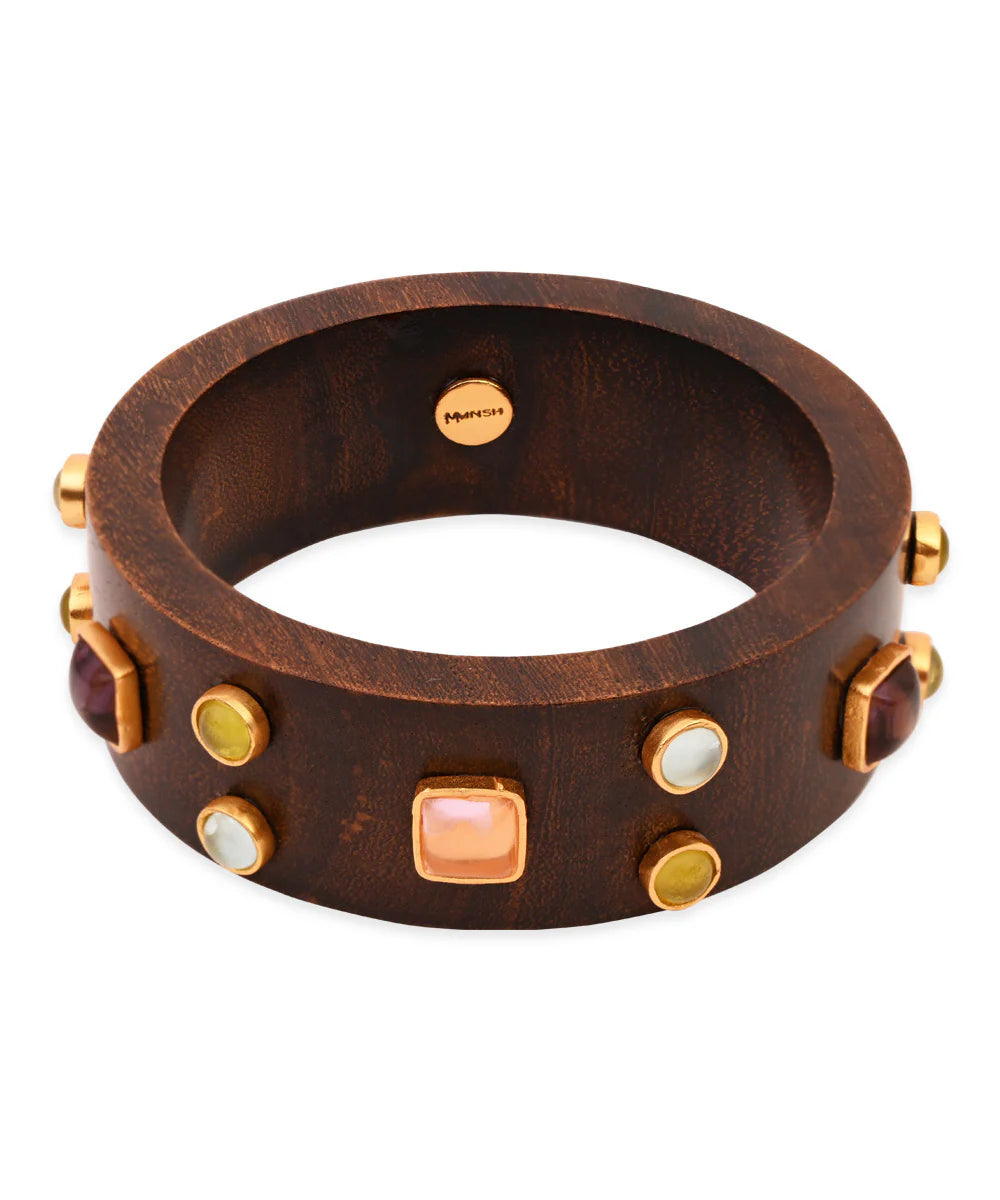 Gemstone Wooden Bangle