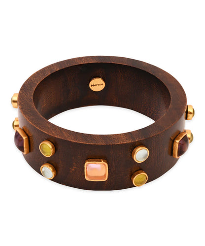 Gemstone Wooden Bangle