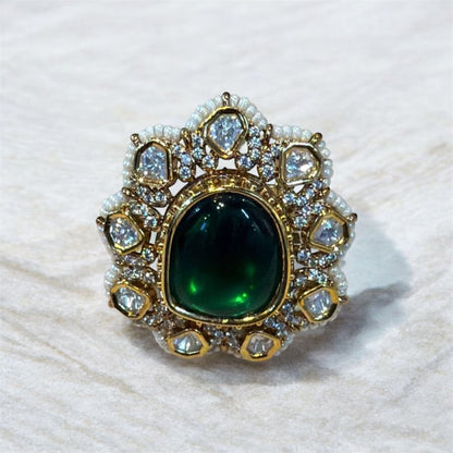 Hariyali-Hype Cocktail Ring