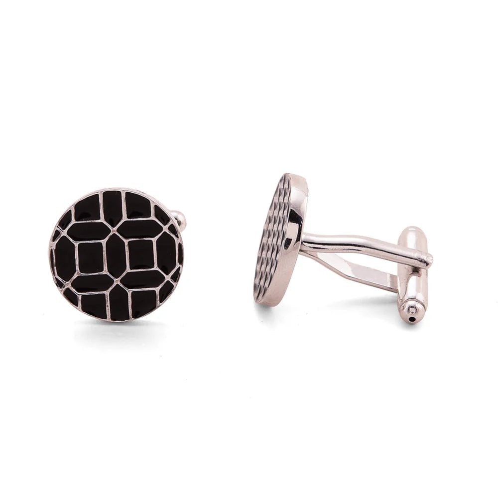 Geometry cufflinks - Black White gold