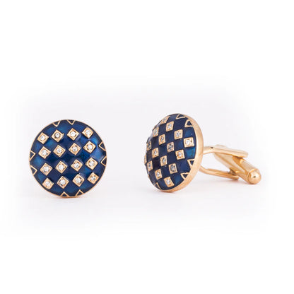 Gingham Enamel Cufflinks - Blue